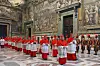 Cardinals walk in procession to the Sistine Chapel at the Vatican, at the beginning of the conclave, April 18, 2005. [AP/YONHAP]