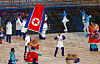 North Korea's flag bearer leads a group during the parade of athletes at the opening ceremony of the 9th Asian Winter Games in Harbin, China, Friday, Feb. 7. [REUTERS/YONHAP]
