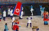North Korea's flag bearer leads a group during the parade of athletes at the opening ceremony of the 9th Asian Winter Games in Harbin, China, Friday, Feb. 7. [REUTERS/YONHAP]