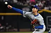 Los Angeles Dodgers pitcher Shohei Ohtani throws against the Arizona Diamondbacks in the first inning of a baseball game, Tuesday, Sept. 23, 2025, in Phoenix. [AP/YONHAP]