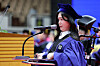 Jang Se-won, a student at Seoul National University, delivers a speech as the representative of the Class of 2025 during its graduation ceremony on Wednesday. [NEWS1]