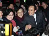 Rep. Choo Kyung-ho of the People Power Party, far right in front, accused of obstructing lawmakers from voting to lift martial law on the Dec. 3, 2024, leaves Seoul Detention Center in Uiwang, Gyeonggi, on Dec. 3, 2025, after a court dismissed a request for his arrest warrant. [YONHAP]