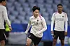 Paris Saint-Germain midfielder Lee Kang-in trains at Allianz Arena in Munich, Germany on May 30 ahead of the Champions League final. [AP/YONHAP]
