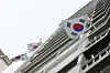 Taegeuki, Korean national flags, are hung on an apartment complex in Seoul on Aug. 15, Korea's Liberation Day. [YONHAP]