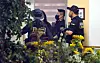 Police and investigators are seen at a high school in Cheongju, North Chungcheong after a student wielded a knife, injuring six, at the school on April 28. [JOONGANG ILBO]