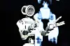 The ATLAS prototype robot by Boston Dynamics makes an appearance on stage during a press conference at the 2026 International CES, at the Mandalay Bay Convention Center in Las Vegas, Nevada, on Jan. 5, 2026. [UPI/YONHAP]