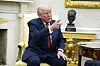 U.S. President Donald Trump speaks during a meeting with NATO Secretary General Mark Rutte in the Oval Office of the White House in Washington, DC on March 13. [UPI/YONHAP]