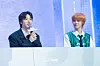 Boy band AHOF answers reporters' questions during a showcase for the release of its first EP, “Who We Are,” at Yes24 Live Hall in eastern Seoul on July 1. [DANIELA GONZALEZ PEREZ]