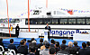 Seoul Mayor Oh Se-hoon speaks during a vessel launching ceremony for the city's Hangang Bus in Sacheon, South Gyeongsang, on Monday. [SEOUL METROPOLITAN GOVERNMENT]
