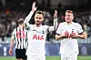 Tottenham Hotspur midfielder James Maddison, left, celebrates scoring a goal during a postseason match against Newcastle United at the Melbourne Cricket Ground in Melbourne, Australia on Wednesday. [EPA/YONHAP]