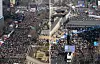 A rally against President Yoon Suk Yeol's impeachment took place at the southern end of Gwanghwamun Square in central Seoul, left, as a rally in favor of his removal from office took place at the northern end on March 22. [NEWS1]