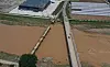 Sancheong County in South Gyeongsang is flooded due to the torrential rain on July 20. [YONHAP]