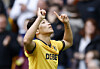 Wolverhampton Wanderers forward Hwang Hee-chan celebrates scoring during a Premier League match against Everton at Molineux Stadium in Wolverhampton, England, on Aug. 30. [REUTERS/YONHAP]