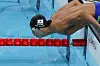 Korea's Kim Woo-min enters the water to start the men's 400-meter freestyle final at the 2024 Paris Olympics in Paris on Saturday. [JOINT PRESS CORPS]