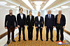 Russia's technology delegation, led by Andrei Zarenin, third from right, vice minister of digital development, communications and mass media, arrives in Pyongyang on Tuesday. [KOREAN CENTRAL NEWS AGENCY]