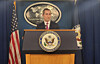 State Department spokesperson Matthew Miller speaks during a press meeting at the Foreign Press Center in Washington on Dec. 18, 2024. [YONHAP]
