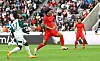 Korea's Cho Gue-sung scores against Saudi Arabia in a friendly at St James' Park in Newcastle, England on Tuesday. [REUTERS/YONHAP]