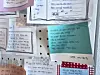 An unmanned bookstore called Fifty Books in Mapo District, western Seoul, is filled with notes written by readers on Aug. 12. [CHOI HYE-RI]