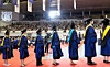 Seoul National University graduates line up to go up to the stage during their graduation ceremony on Aug. 28. [NEWS1]