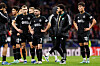 Celtic players, including Korean midfielders Oh Hyeon-gyu, right, and Yang Hyun-jun, left, react to their defeat at the end of a UEFA Champions League group E match against Celtic at the Metropolitano Stadium in Madrid on Tuesday.  [AFP/YONHAP]