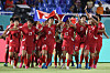 North Korea celebrate winning the FIFA U-17 Women's World Cup after beating Spain in the final at Felix Sanchez Olympic Stadium in the Dominican Republic on Sunday. [EPA/YONHAP]