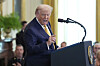 U.S. President Donald Trump speaks during a ceremony to sign the ″Halt All Lethal Trafficking of Fentanyl Act,″ in the East Room of the White House on July 16 in Washington. [AP/YONHAP]