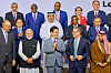 President Lee Jae Myung, center, poses for a photo in the front row with leaders of the Group of 20 and international organizations held at the Nasrec Expo Centre in Johannesburg, South Africa, on Nov. 22. [YONHAP]