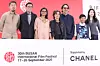 The seven-member jury for the inaugural Competition section, launched this year at the 30th Busan International Film Festival, pose for photos during a press conference held at the Busan Cinema Center on Sept. 18. From left are director Na Hong-jin as the jury president, Hong Kong actor Tony Leung Ka-fai, Indian director-actor Nandita Das, Iranian director Marziyeh Meshkiny, U.S. Director Kogonada, Indonesian producer Yulia Evina Bhara and Korean actor Han Hyo-joo. [YONHAP]