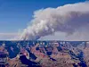 This handout image released by the Grand Canyon National Park Service via X on July 11 shows smoke from the Dragon Bravo Fire on the North Rim of Grand Canyon National Park. Grand Canyon Park has decided to close its North Rim to tourists for the remainder of the 2025 season, due to a fire that destroyed several dozen buildings in the area. [AFP/YONHAP]