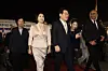 President Lee Jae Myung, right, and first lady Kim Hea Kyung arrive at Cairo International Airport in Cairo, Egypt, on Nov. 19. [YONHAP]