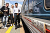 The Pyongyang-Moscow passenger train arrives at the Yaroslavsky railway station on June 25. [TASS/YONHAP]