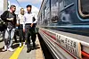The Pyongyang-Moscow passenger train arrives at the Yaroslavsky railway station on June 25. [TASS/YONHAP]