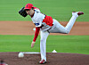 Kia Tigers' Yang Hyeon-jong pitches during a game against the Lotte Giants at Gwangju-Kia Champions Field in Gwangju Wednesday, when he broke the all-time KBO strikeout record. [YONHAP]