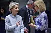 European Commission President Ursula von der Leyen, left, and European Commission Vice-President and High Representative of the European Union for Foreign Affairs and Security Policy Kaja Kallas attend the EU conference on Syria in Brussels on March 17. [EPA/YONHAP]