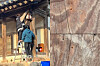 KBS-hired staff are seen putting nails into the walls of Byeongsan Seowon, a Unesco-listed heritage site dating back to 1575 in Andong, North Gyeongsang. [JOONGANG ILBO]