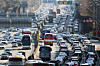 Vehicles move slowly in both directions on the Gyeongbu Expressway near Jamwon Interchange in Seocho District, southern Seoul, on Feb. 18. [NEWS1]