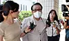 Jeon Seong-bae, a shaman also known as Geonjin, arrives at the Seoul Southern District Court in Yangcheon District, western Seoul, for his third trial hearing on allegations of receiving illicit funds during the 2018 local elections,on June 23. [JOINT PRESS CORPS]