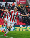 Stoke City midfielder Bae Jun-ho celebrates scoring a goal during a Championship match against Swansea City at bet365 Stadium in England in a picture shared on Stoke's official X account on Feb. 15. [SCREEN CAPTURE]