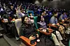 Participants of'Silent Theater,' a temple-stay experience at a Seoul movie theater, partake in meditation at CGV Dongadaemun in Jung District, central Seoul, on Oct. 18. [CULTURAL CORPS OF KOREAN BUDDHISM]