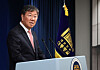 Outgoing chief of staff Kim Dae-ki announces his own resignation and replacement in a press conference at the Yongsan presidential office in central Seoul on Dec 28, 2023. [JOINT PRESS CORPS]