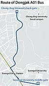 The route of Dongjak A01 bus [YUN YOUNG]