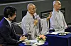 Buddhist monks Jin Gak, left, and Il Hwa answer questions from the audience [CULTURAL CORPS OF KOREAN BUDDHISM]