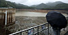 The water level at Gangneung ctiy's main water source, Obong Reservoir, is seen slightly elevated after rain on Sept. 13 in Gangwon. [YONHAP]