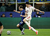 Bayern Munich defender Kim Min-jae, right, vies for the ball during the second leg of the Champions League quarterfinals at San Siro Stadium in Milan, Italy on April 16. [REUTERS/YONHAP]