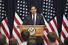 U.S. Secretary of State Marco Rubio addresses employees and families during a meet-and-greet at the United States Embassy in Panama City on Feb. 2. [AP/YONHAP]