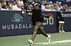 Venus Williams returns the ball against Peyton Stearns during a match at the Citi Open in Washington on July 22. [AP/YONHAP]