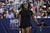 Venus Williams reacts during a women's single match against Peyton Stearns at the Citi Open in Washington on July 22. [AFP/YONHAP]