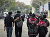 Fans stand outside Jamsil Baseball Stadium in southern Seoul on Oct. 26. [LEE YOUNG-KEUN]