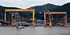 Ships are under construction at Hanwha Ocean's shipyard in Geoje, South Gyeongsang, on Oct. 30. [NEWS1]