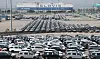 Export-bound vehicles are parked at Pyeongtaek Port in Gyeonggi on April 10. [NEWS1]